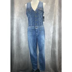 Guess Layla Blue Denim Jumpsuit Women's Size XL Sleeveless V Neck New with Tag
